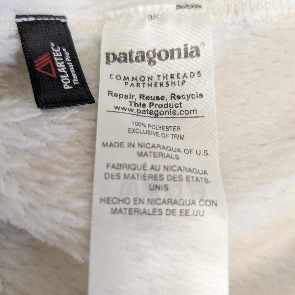 Patagonia Women Re-tool Snap T Fleece Pullover Medium White Raw Linen Fuzzy Sz M - Picture 9 of 10
